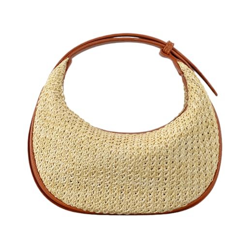 Image of Straw Purse Summer Straw Crossbody Bags Raffia Rattan Beach Bag Shoulder Underarm Bag with Adjustable Straps(Khaki)