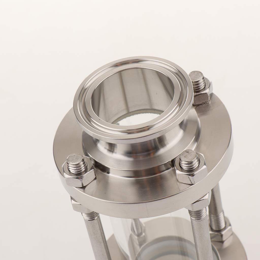 304 Sanitary Clamp Sight Glass Tower Tubing - Silver, 50.5mm - Max Pressure 100PSI, Max Temp 250F - Full 360¡ã Observation - Food, Dairy, Inries - Plumbing & Oil Sight Glass