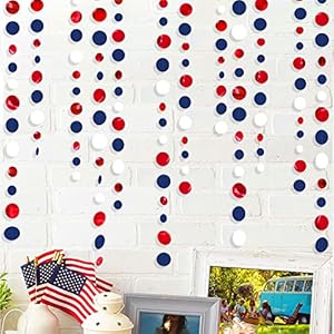 46ftnavyblueredwhitecircledotsgarlandsroyalblueredhangingpaperpolkadotsstreamerfor4thofjulyamericanindependencedayusanationaldaypatrioticveteranspartydecorationssupplies Urban Country Home Decor 46 ft navy blue red white circle dots garlands royal blue red hanging paper polka dots streamer for 4th of july american independence day usa national day patriotic veterans party decorations supplies urban country home decor