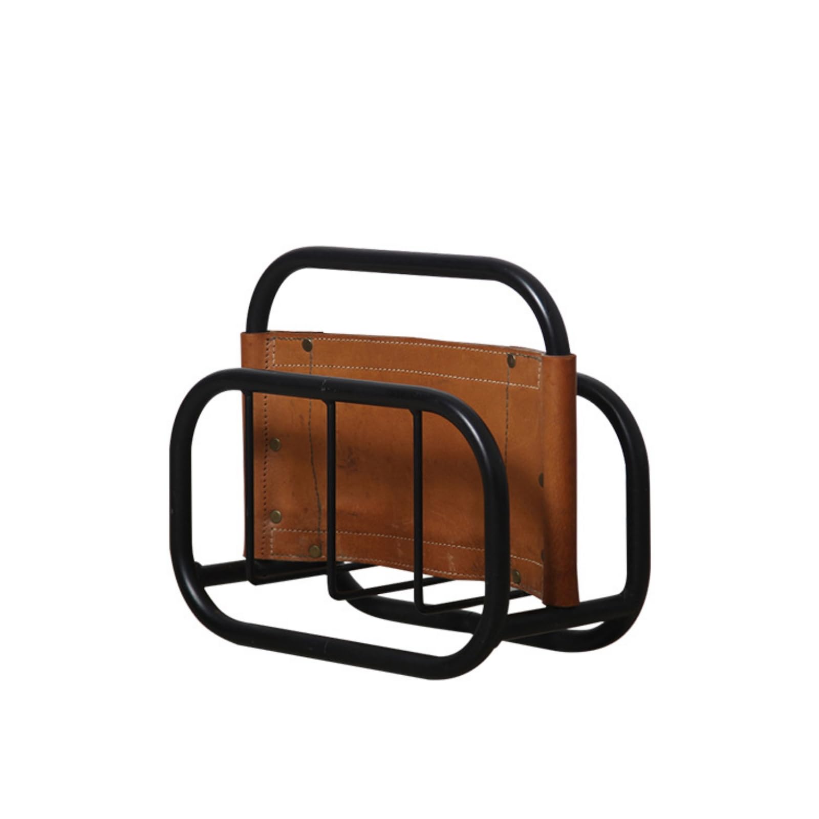 LOVIVER Portariviste Organizzatore Porta Giornali Supporto Libri Contenitore Riviste in Metallo E Finta Pelle Telaio Aperto con Angoli Arrotondati Divisori