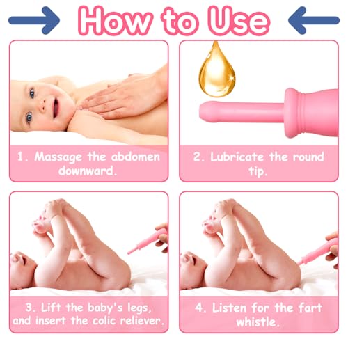 Image of uhfi Gas and Colic Reliever for Babies, 20 Count Natural Solution Effective Instant Constipation Gas Relief for Babies Boys Girls Colic and Gas Relief, Pink