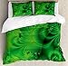 EANSSN Limonkowy zielony zestaw poszewek na kołdrę, żywe abstrakcyjne psychodeliczne faliste tło w kolorze hipisowski cyfrowy sztuczny, dekoracyjny 3-częściowy zestaw pościeli z 2 poszewkami na poduszki, szmaragdowe łóżko Queen Size