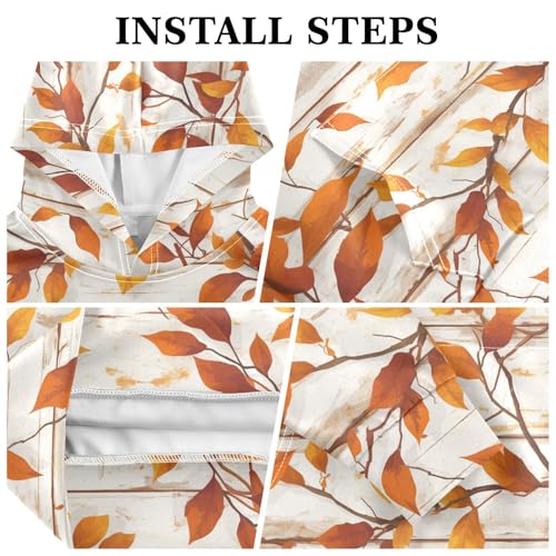 KLL Autumn Leaf on Old White Wooden Toddlers and Girls' Sweatshirts Sweater Casual Hooded Pullover Hoodies with Kangaroo3