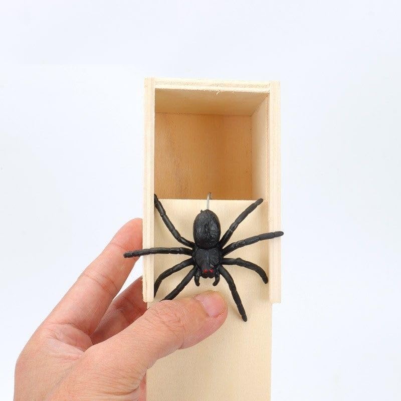 Rubber Spider Trick Box, Spider Trick Toys, Handmade Wooden Trick Surprise Box for Adults and Children Pranks for Adults Stuff image 2