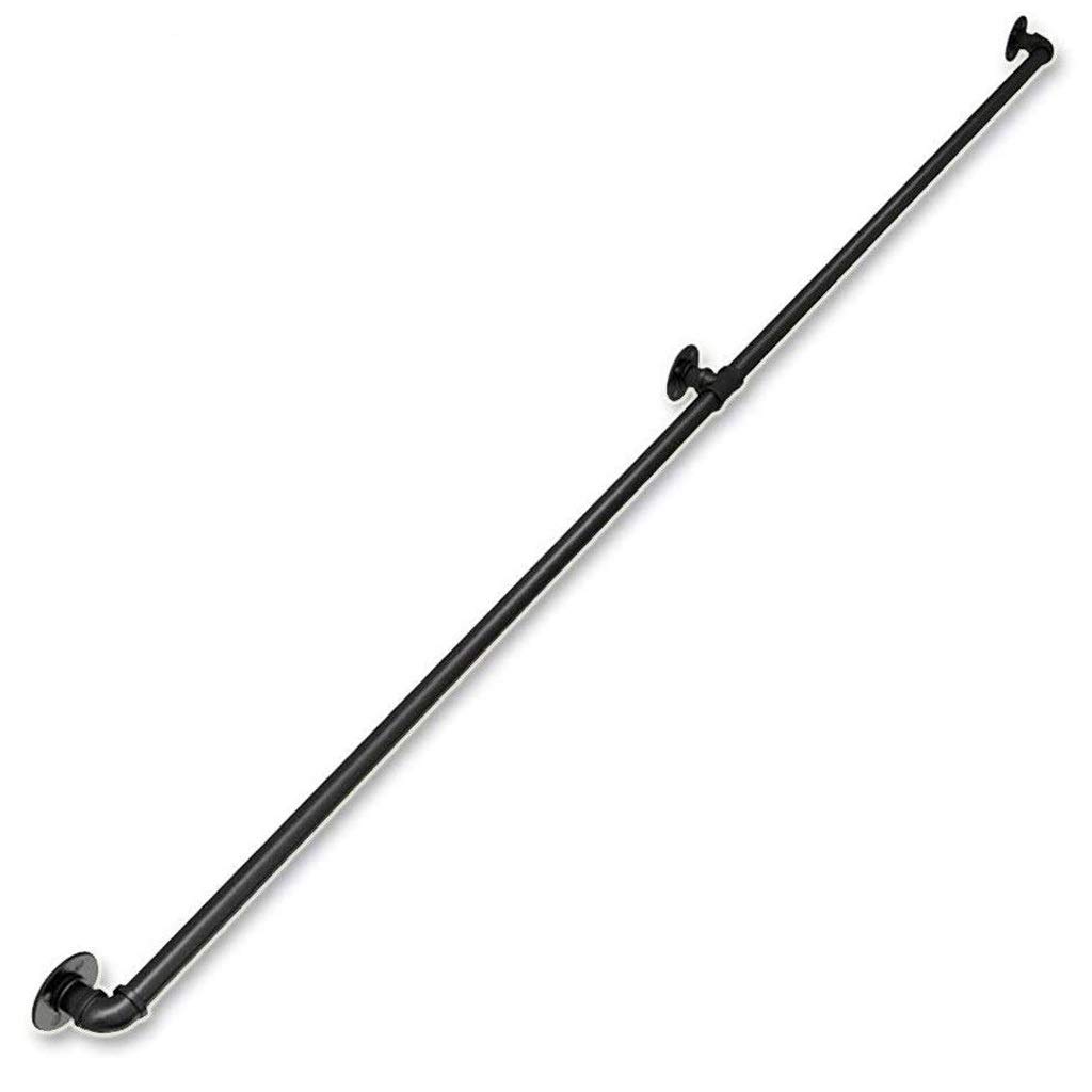 Xfshkjs Black Vintage Stairs Banister Handrails Support Rail, Stairs Handrails For Indoor And Outdoor Steps, Wrought Iron Galvanized Tube Grab Bar, (Size : 5Ft/150Cm)
