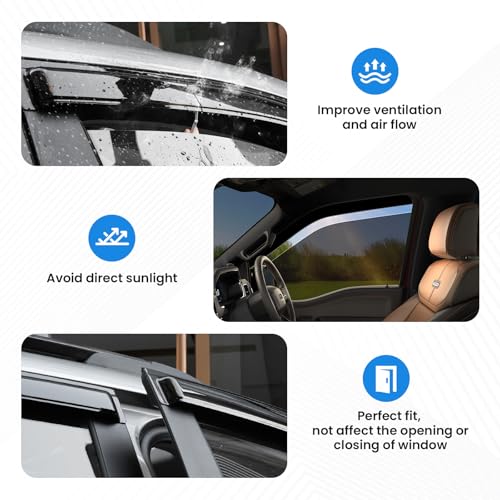 Image of 4Runner Rain Guard - Window Visors for Toyota 4Runner 2010-2024, Out-Channel Side Window Rain Guards for 4Runner, 4PCS, Black, Car Accessories