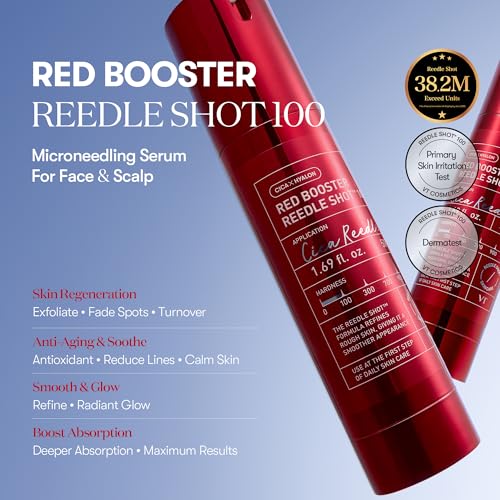 VT COSMETICS Red Booster Reedle Shot 100, Microneedling Serum with Dragon’s Blood, Exosome, Soothing Relief Serum for Irritated, and Sun-Stressed Skin, Scalp Care, Korean Skincare 1.69 fl oz (50ml) - Thumbnail 2
