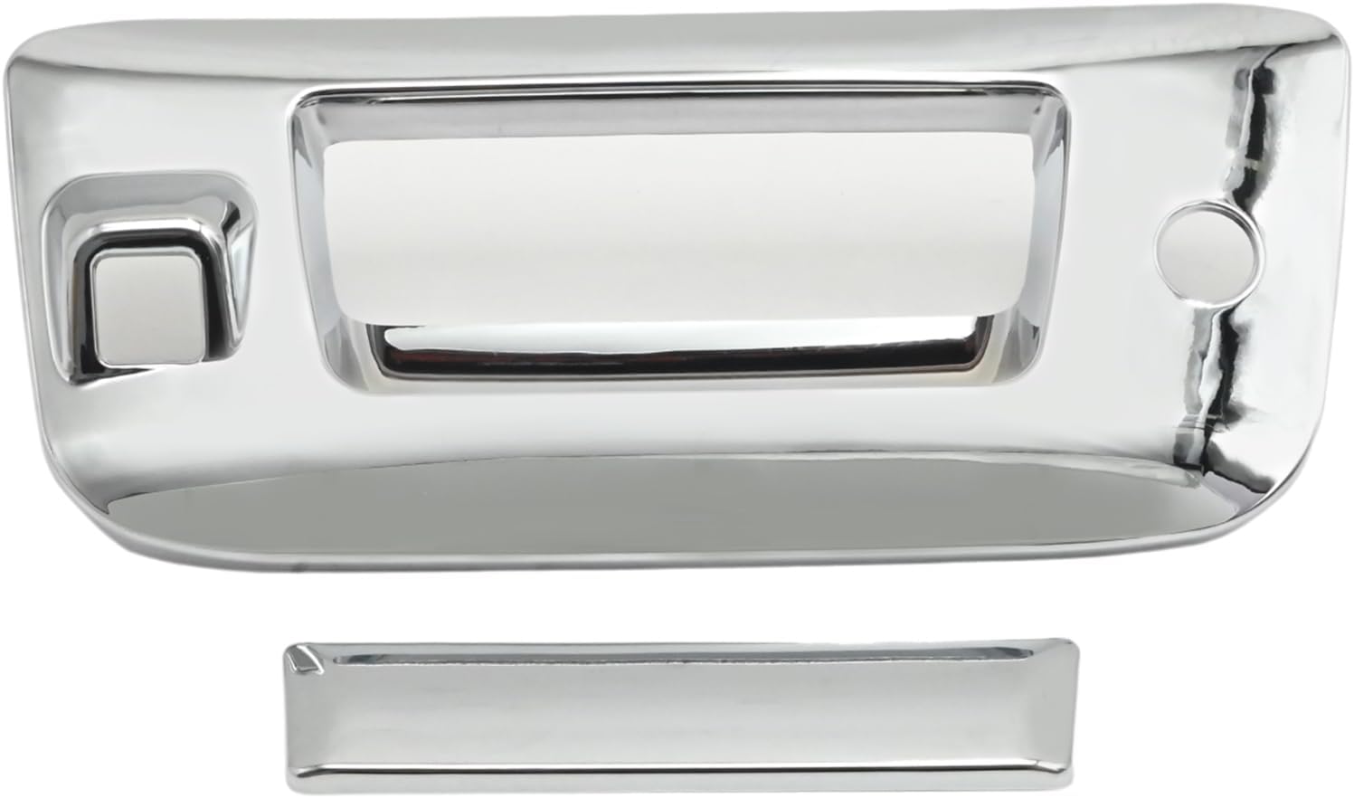 Chrome Tailgate Handle Cover, Silver Tailgate Handle Latch, Tailgate Access Cover with Keyhole Camera Hole Replacement for Chevy Silverado 2007-2013