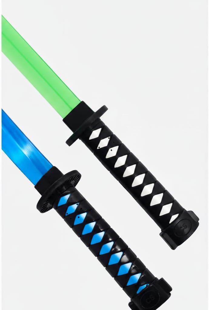 Sword Back Holster, 2 Light up Swords with Clanging Sound, Black Leather Ninja Hero Sheath, Weapons Holder for Anime Halloween Costume- Warrior Cosplay - Complete with Balaclava, (Ninja Mask) - Image 5