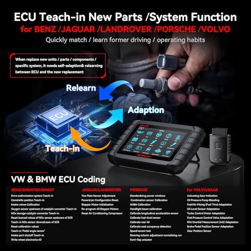 iCarsoft CR Max BT (Enhanced) Wireless Bidirectional Diagnostic Tool, ECU Adaptation/Teach-in, 49+ Reset All System Touchscreen Battery Registration ECU Coding OBD2 Scanner with 38Pin + 20Pin Adapter