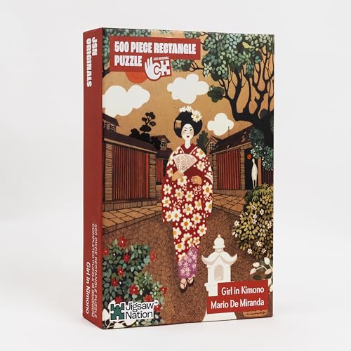 Image of Jigsaw Puzzle Rectangular 500 Pieces - Girl in Kimono Theme by Mario Miranda Fun & Challenging Mind Games Puzzle Game Activity for Adults & Kids - Education Toy
