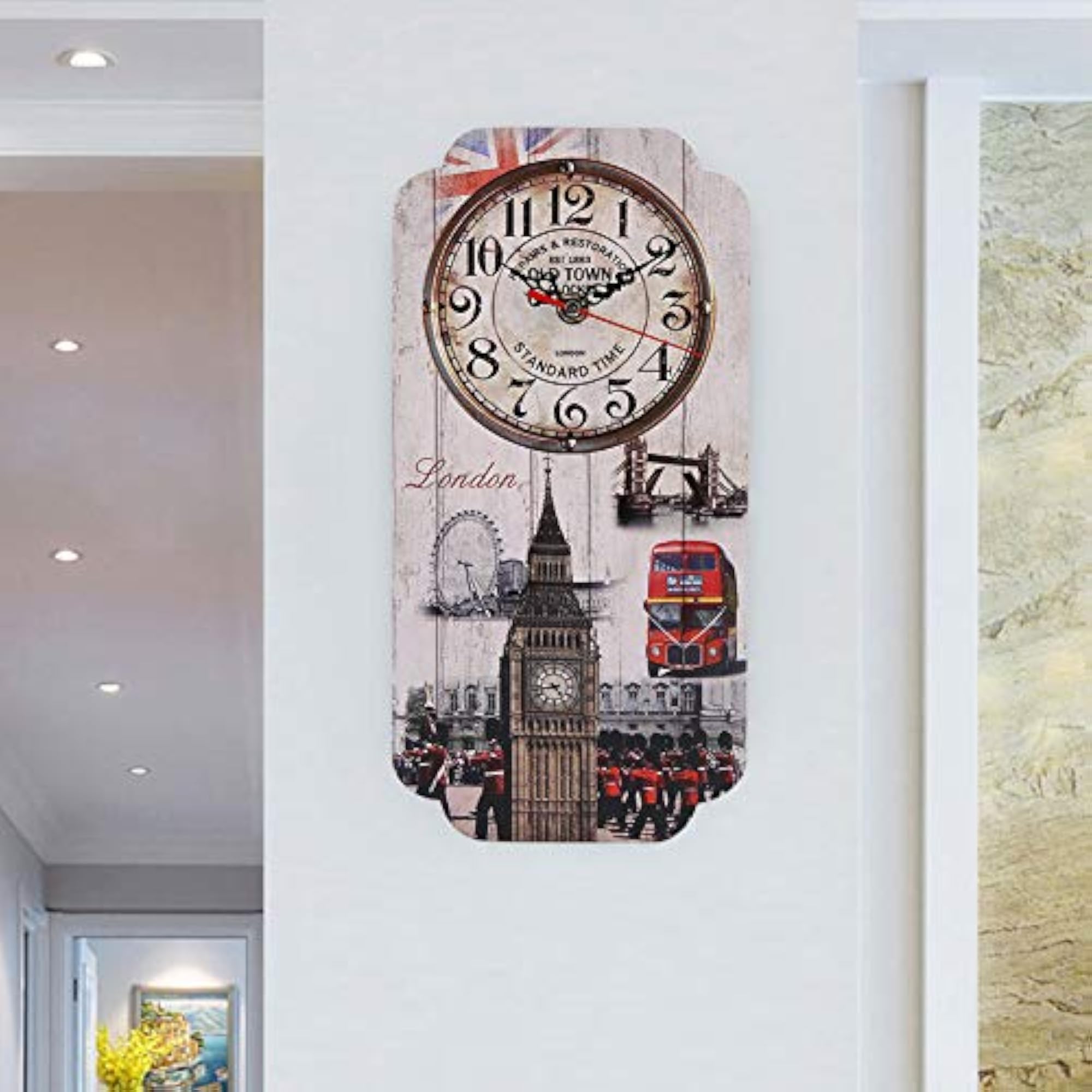 Retro European Wall Clock for Bar Decoration, Durable Rectangular