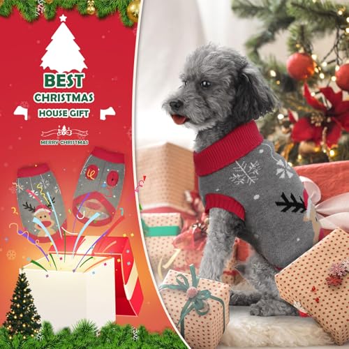 FWLWTWSS Weihnachten Hundepullover, Winter Warmer hundepulli Sweater mit Rollkragen, Geschenke für kleine und mittelgroße Hunde Medium