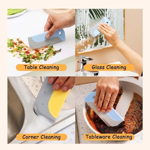 Image of 2 Pcs Mini Silicone Wiper Squeegee for Bathroom, Kitchen Sink, Wash Basin, Mirror & Window Glass Cleaning, Flexible Water Scraper Blade for Countertop & Home Use