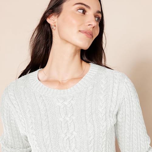 Image of Amazon Essentials Women's Regular Fit Soft Cotton Cable Knit Ribbed Crewneck Sweater (Available in Plus Size)