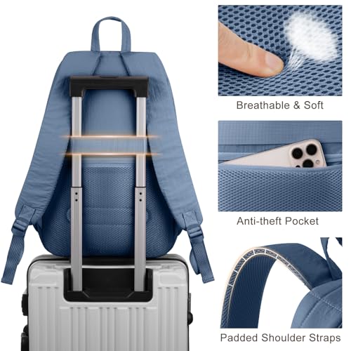 Image of kadilong Quilted Travel College Laptop Backpack for Women,Daypack Bookbag for School Teen Girls Mochilas Mujer,InkBlue
