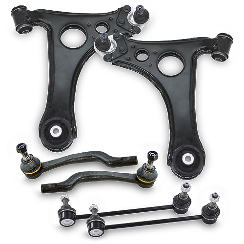 BESTPRICE 2x Querlenker Vorderachse vorne unten links & rechts, 2x Spurstangenkopf, 2x Koppelstange, Kompatibel mit MERCEDES-BENZ A-Klasse (W168)