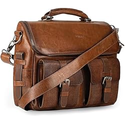 VELEZ Tan Full Grain Leather Messenger Bag for Men - 15