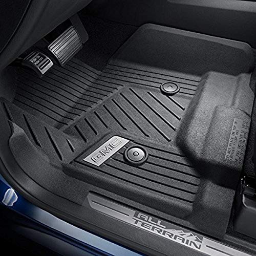 GM Accessories 84185474 First-Row Premium All-Weather Floor Liners in Jet Black with GMC Logo (for Models with Center Console)