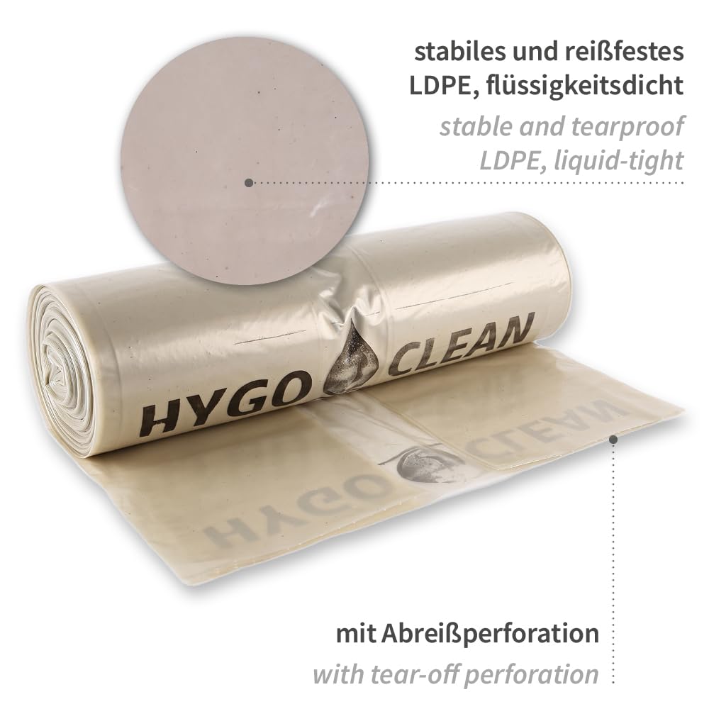 250 Stück, Abfallsäcke, FRANZ MENSCH, 160 l, transparent, LDPE, 60my, Rolle | Hygoclean, Müllbeutel, Müllsäcke, Mülltüten, Rollenware, reißfest, Abfallentsorgung, Gewerbe und Industrie