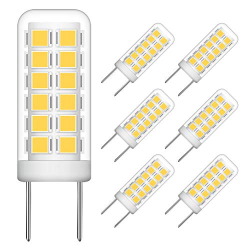 G8 Dimmable LED Bulb, 35W Halogens Equivalent for Under Counter Kitchen Lighting, Under-Cabinet Light, Puck Light, T4 JCD Type Bi-Pin Base, Warm White 3000K, 120V, 4W, 360LM (6 Pack)