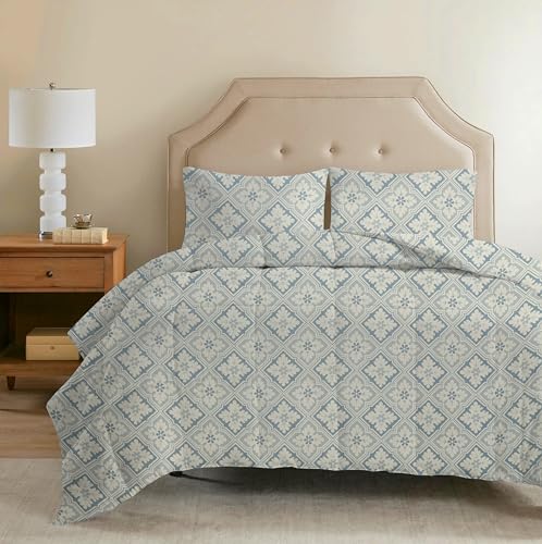 Image of HOMEKART 220 GSM Reversible Microfiber AC Comforter /Duvets for Mild Winter | All Season King Size 3 Layered Quilted Blanket for Double Bed (220 cm x 240 cm, Floral, Grey & White)