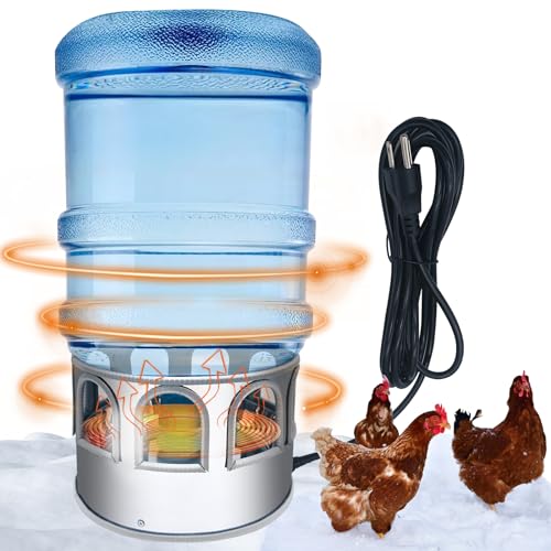 Chicken Water Heater,Heated Chicken Waterer 5 Gallon,Chicken Coop Accessories in Winter for 5 Gallon Buckets,Heated Water Bowl for Chickens, Ducks, Pigeons, (Does not Contain Buckets).