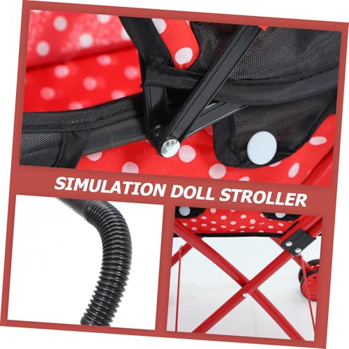 CLISPEED Realistischer Puppenwagen Kinderwagen Modell Leicht und Stabil Fördert Hand Augen Koordination und Sensorische Wahrnehmung für Rollenspiele und Tragbar mit Polka Dot Design – Bild 8