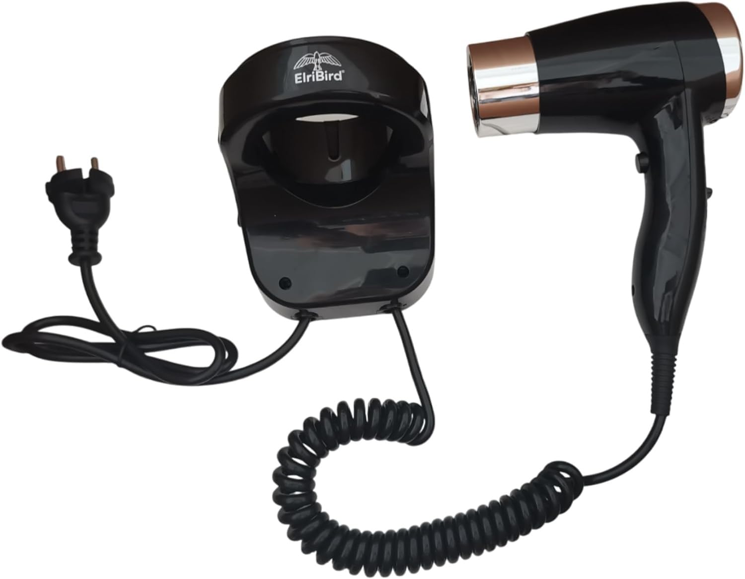 Asciugacapelli da Parete per Hotel, Bagno e B&B, 1600W, Nero