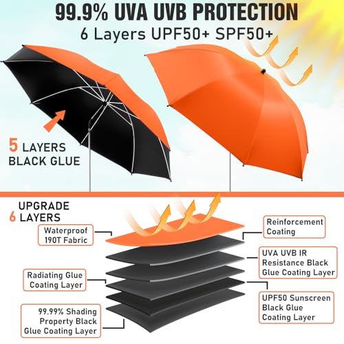 Image of 2 PACK Beach Umbrella with Clamp, 360 Adjustable Umbrellas for Chair, UPF50+ Umbrella for Beach Chair, Patio Chair, Wheelchair, Camping Chair, Golf Carts (Chair Not Included)