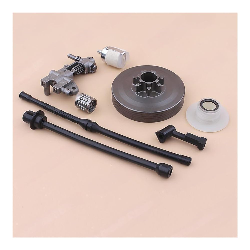 Tambor de Embrague Compatible con 4500, 5200, 5800, 45 CC, 52 CC y 58 CC, Engranaje helicoidal de Aceite, Filtro de Combustible, Kit de línea de Aceite, Piezas for Herramientas de jardín