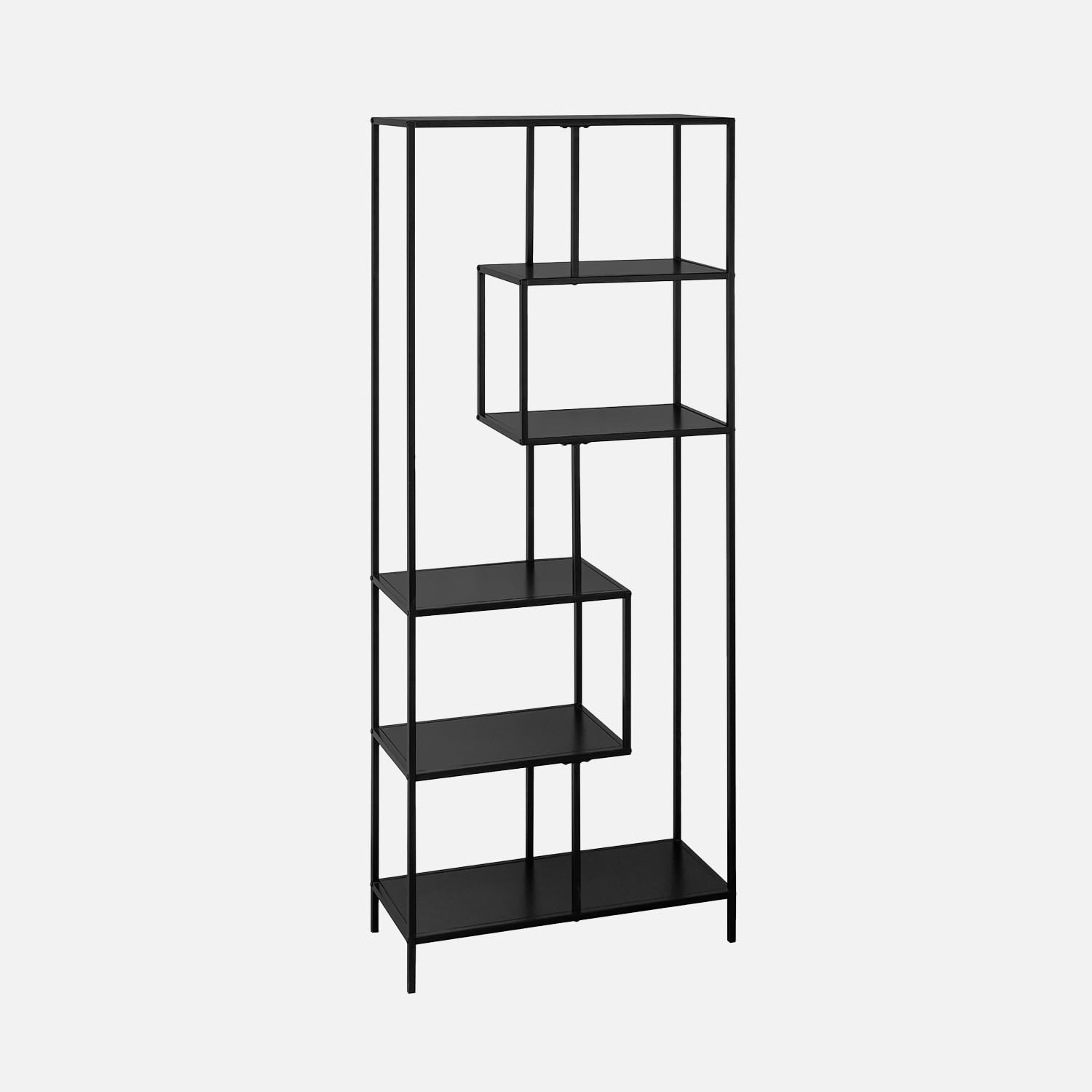 Alice's Garden sweeek - Etagère bibliothèque asymétrique 6 étages en métal Noir Industrielle L 77 x P 33 x H 185cm