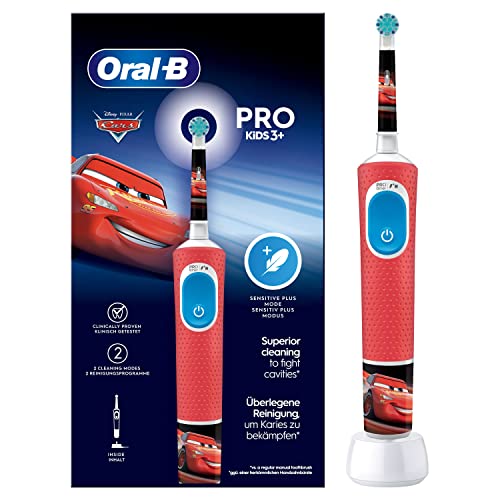 Oral-B Spazzolino Elettrico Ricaricabile Pro Kids Disney Cars, 1 Testina, Per Bambini da 3 Anni In...