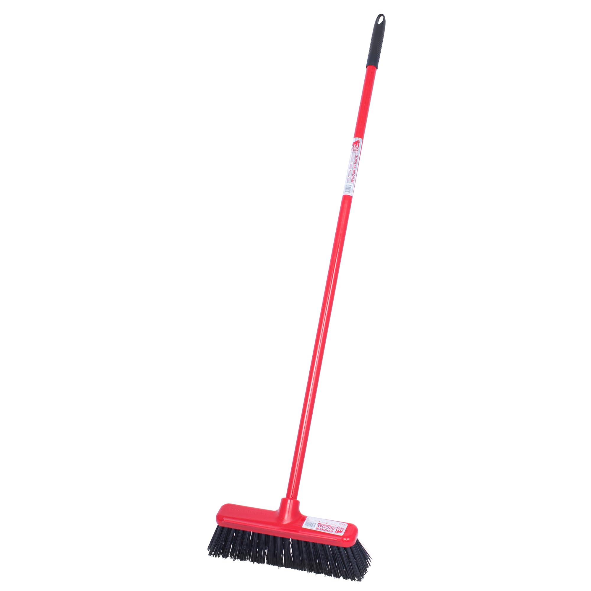 Red Gorilla Broom in Red Short Handled Sweeping Brush Hard Bristles 30cm Head Weather Resistant for Indoors Outdoors Yard 1.3m Long