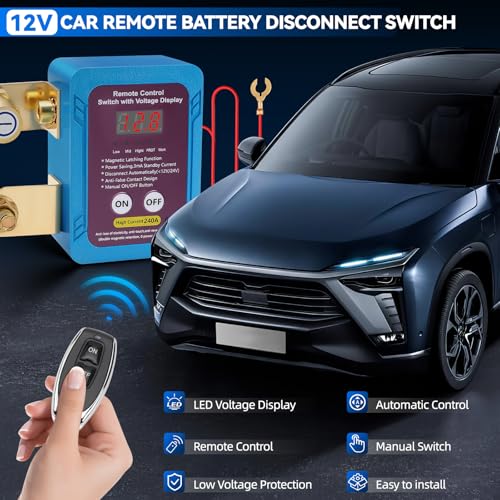 Image of Kill Switch Avutrel 12V 240A Remote Control with LED Voltage Display | Battery Disconnect Switch for Car, RV, Marine, Remote Kill Switch, Smart Battery Switch, Digital Voltage Monitor, Auto Off