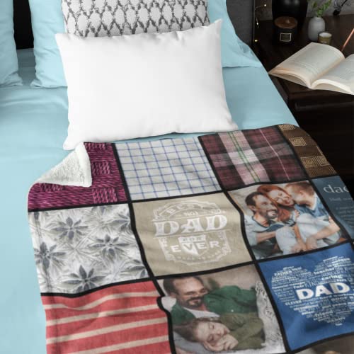 Custom Outpost Gift For Dad Photo Collage Throw Blanket For Father's Day, Birthday Gift For Dad Personalized Quilt Pattern Fleece Or Sherpa Throw From Daughter Or Son (Bl6080-Fleece-Quilt6) #TOP7