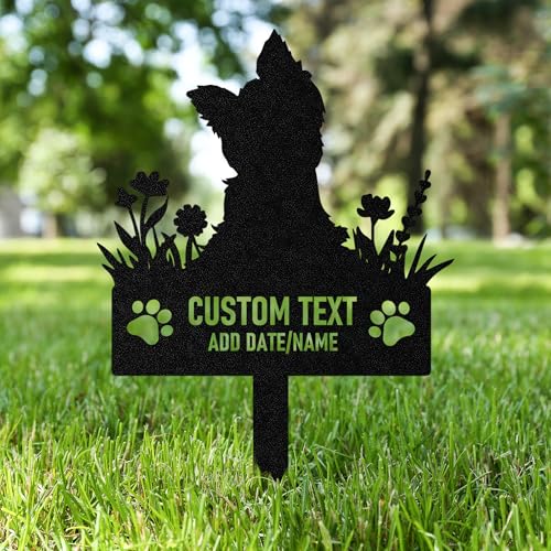 AGEUIRPOD Grabstein Hund Personalisiert mit Name & Datum Draußen Tier Grabstein Katze Metall Grabschmuck für Hund Katze Gedenksteine für Den Garten Grabdekoration Andenken an Den Hund Katze