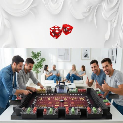 New 3.0 Craps Mat Home Party Game - Featuring Universal Side Bets - Lightweight Portable Tabletop Craps Game with Foam Walls