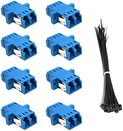 Modus LC to LC Coupler Fiber Optic Adapter Singlemode Multimode 8 Pack Plus Comes with 20 Zip Ties