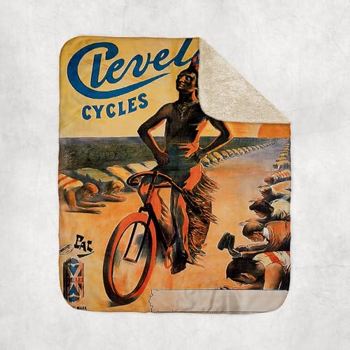 3dRose Cleveland Cycles with Indian Riding a Bicycles Paris France Advertising Poster Sherpa Lined Blanket