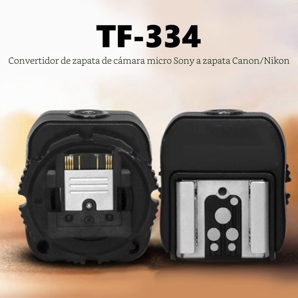 Adaptador De Zapata, TF-334 Adaptador De Zapata con Puerto De Conexión De Sincronización De PC Adicional, para Sony A7, Cámara De La Serie A9 A Canon para Nikon Flash Speedlite