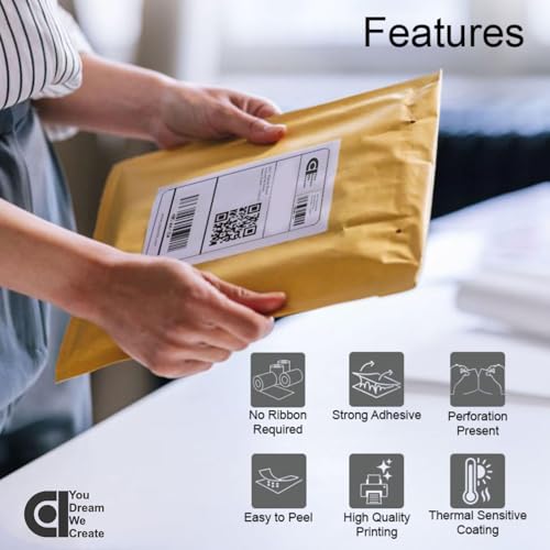 Image of COI 70gsm Thermal Label Printer Paper - 3 inch x 5 inch (75 x 125 mm)| Ideal for Shipping, Parcel, Barcode, and Address Labels - 400 Labels per Roll (Pack of 10)