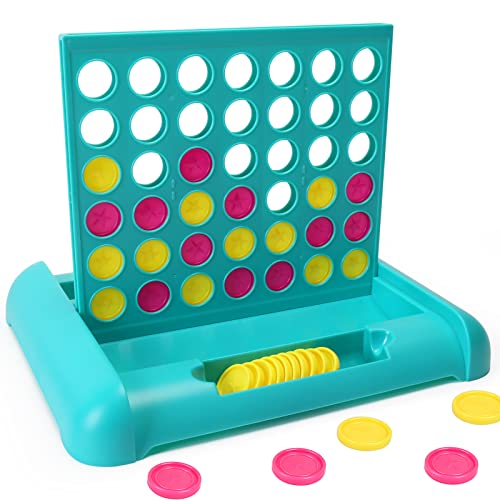 IAMGlobal 4 in a Row, Board Games, Four in a Row Game, Travel Size Line Up 4, Classic Family Toy for Kids and Family for Fun (11.2 Inch) (Green)