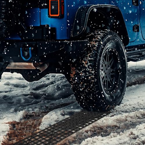 Image of FAVOMOTO 1 Pair Tire Traction Mats, Portable Traction Mats for Snow Tire Grip Aid Anti Skid Car Extraction Mat Tires Traction Board Traction Bands for for off Road Mud Snow Ice Sand