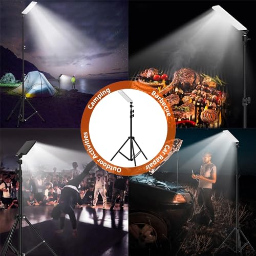 Adando Camping Light with Tripod Stand: Portable LED Work Lights with Stand - Adjustable Height USB Interface Powered Outdoor Llight for Travel BBQ Fishing Emergency Car Repair