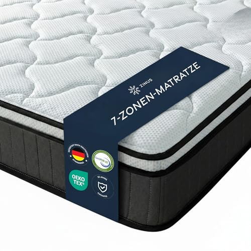 Zinus Hybrid Taschenfederkernmatratze 90x200cm - Härtegrad H2/H3 - Höhe 25 cm - Kühlende Ergonomische Memory Foam Matratze - Oeko-TEX Zertifiziert...