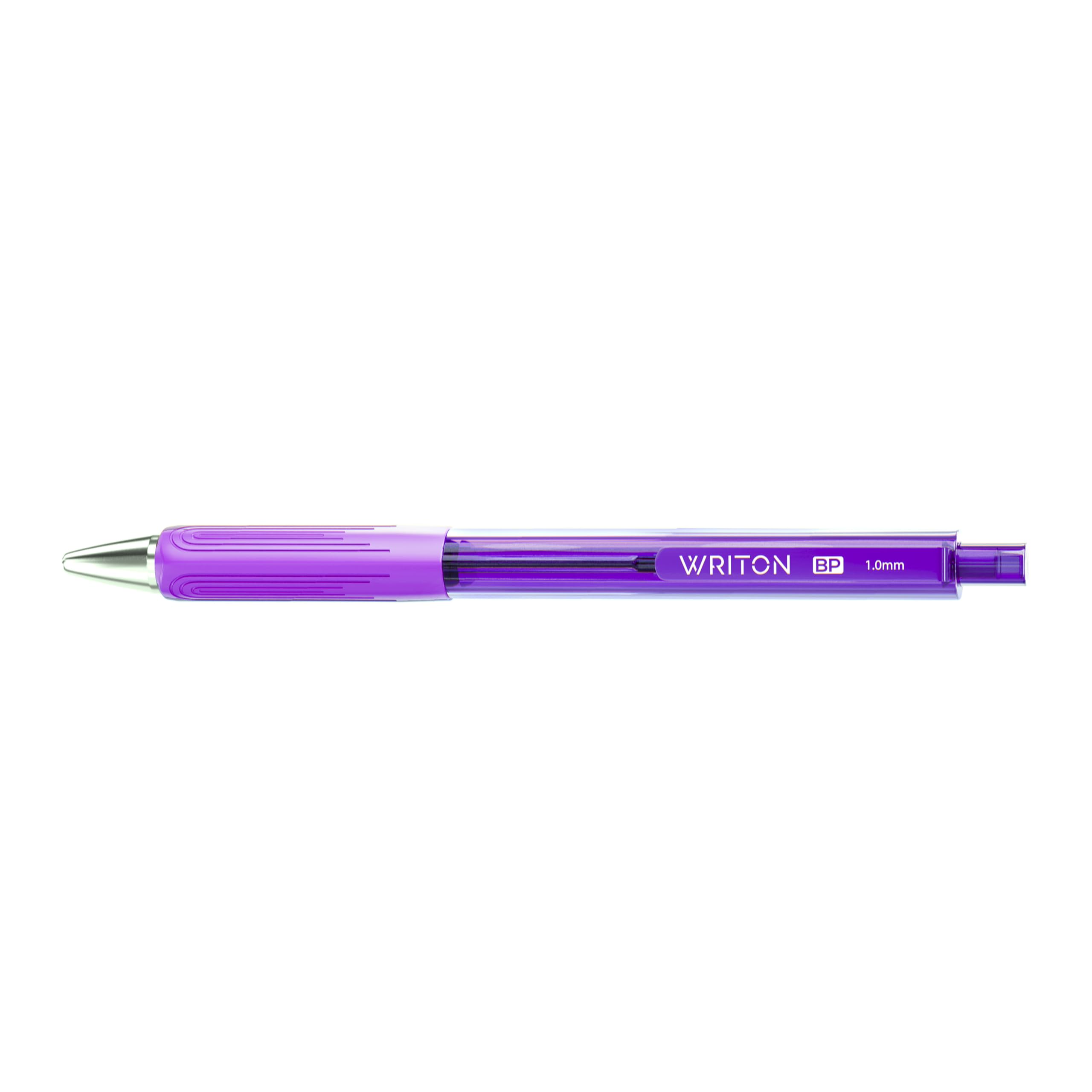 Writon Retractable Ballpoint Pens 12-Pack - 1.0mm Medium Point Purple Ink Comfort Grip