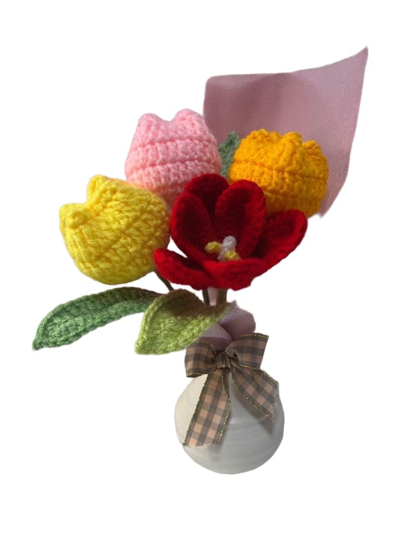 Amazon.co.jp: チューリップの花 ブーケ あみぐるみ 枯れない花 かぎ針