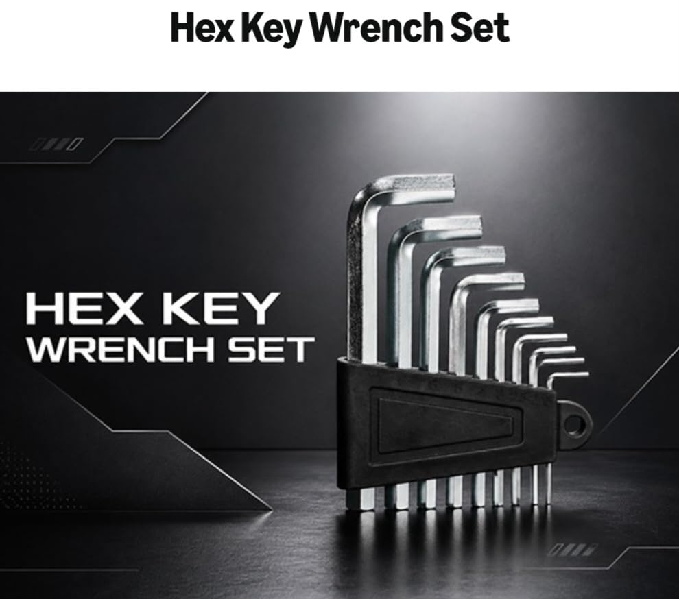 Image of Hex Key Wrench Set, 9-Piece Allen Wrench Set 1.5mm-10mm, Chrome Vanadium Steel L-Shaped Hex Keys for Bike, Furniture, Car & Home Repair