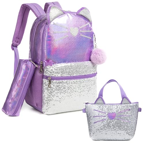 Egchescebo Mochila para niños y niñas, 17 pulgadas, 3 unidades, mochila escolar, viajes, adolescentes, maletas para niños, mochilas de equipaje para niñas, bolsas de regalo de cumpleaños, bolsa de